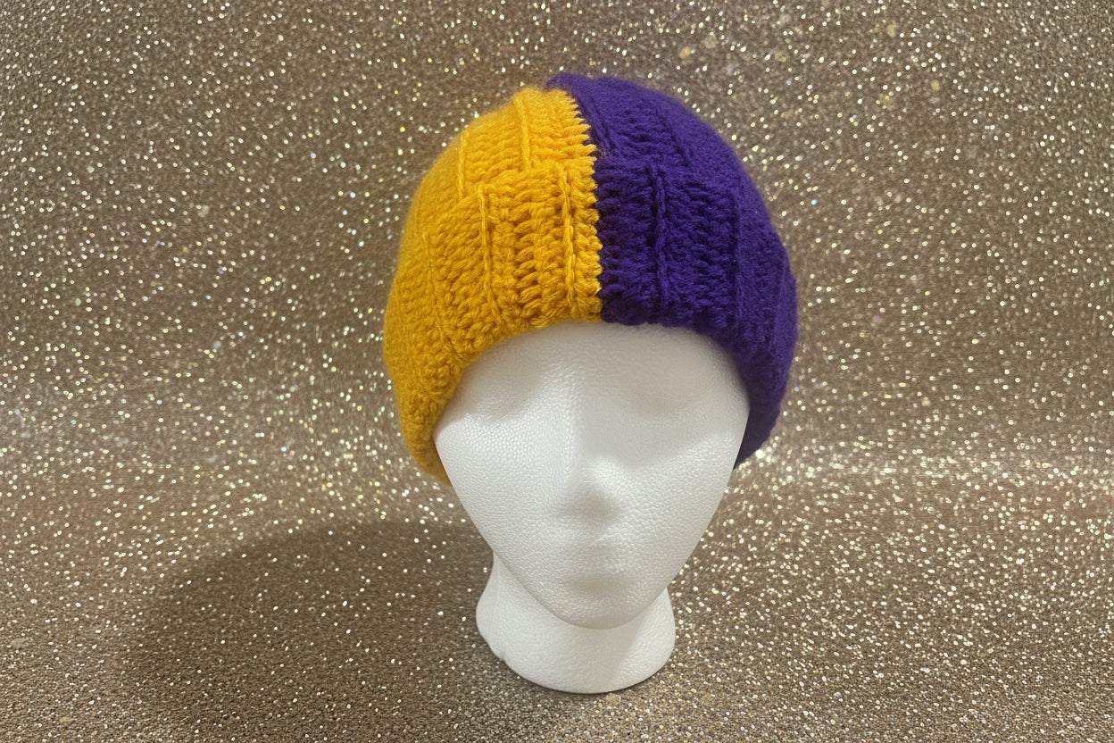 Beanie-Purple&Gold